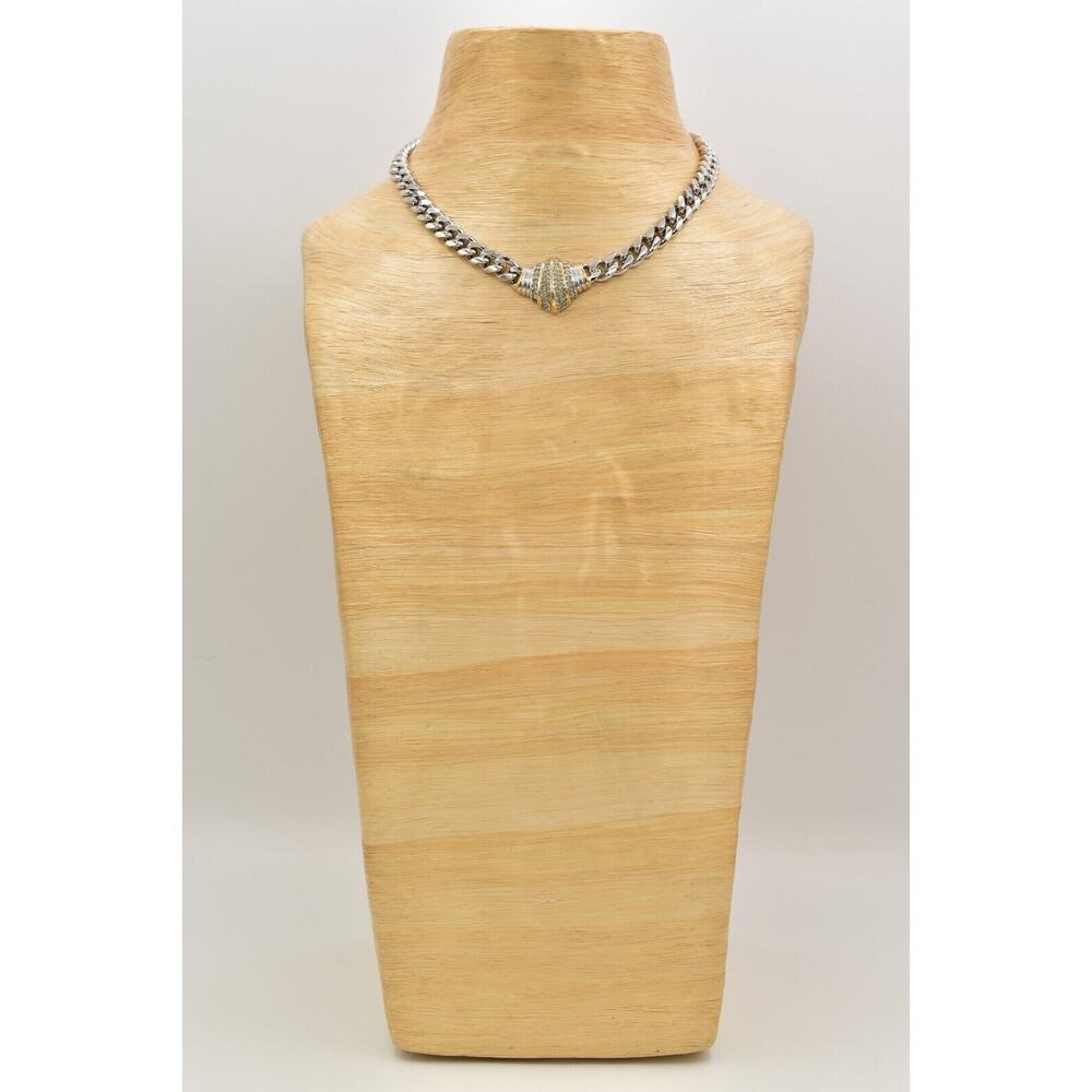 Christian Dior Vintage Crystal Collar Necklace Silver Gold Signed 1960s BinBJ - Picture 7 of 12